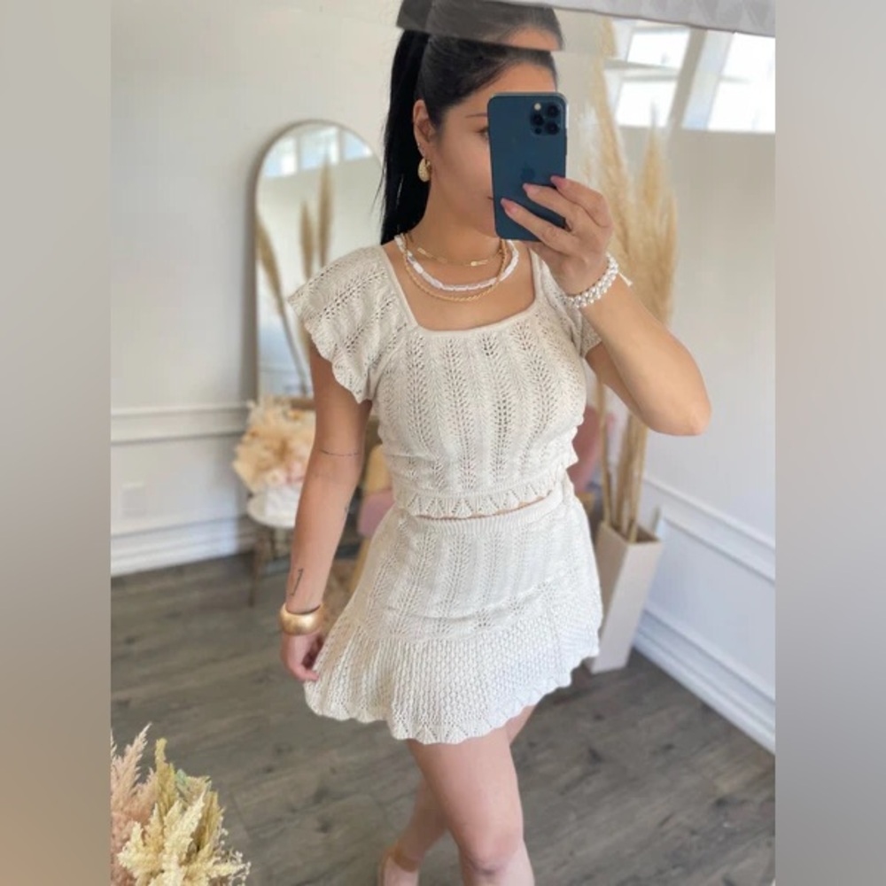 Freshman 1996 Crochet Knit Skirt Set